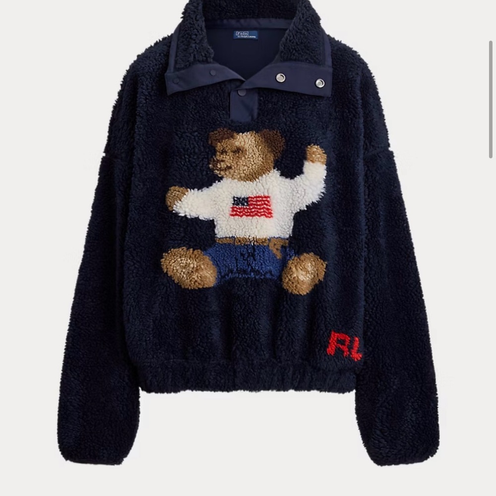 Ralph Lauren Polo Bear High-Pile Fleece Mockneck 100% Authentic